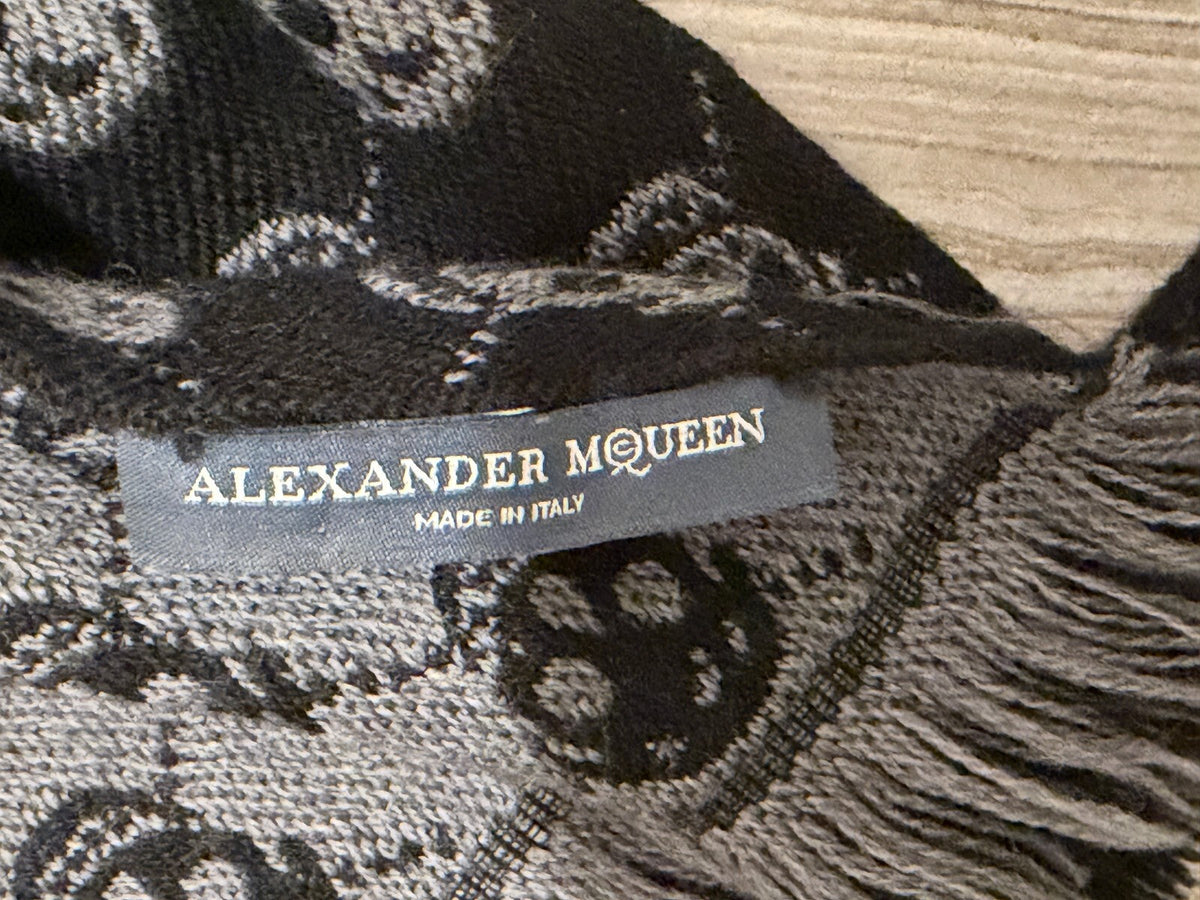Alexander McQueen Gray & Black Skull Print Wool Scarf