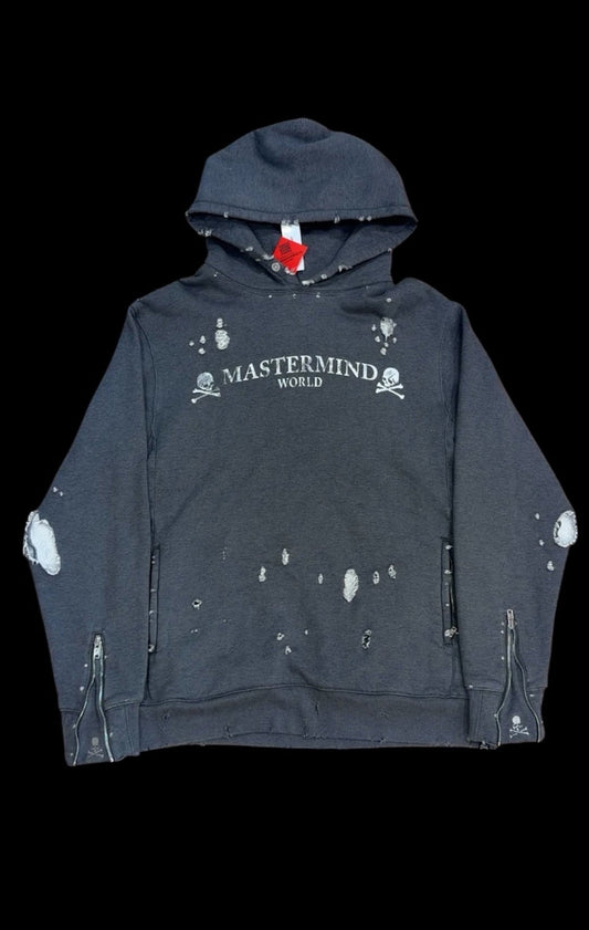 Rare Mastermind World Japan Distressed Skull Hoodie | Large