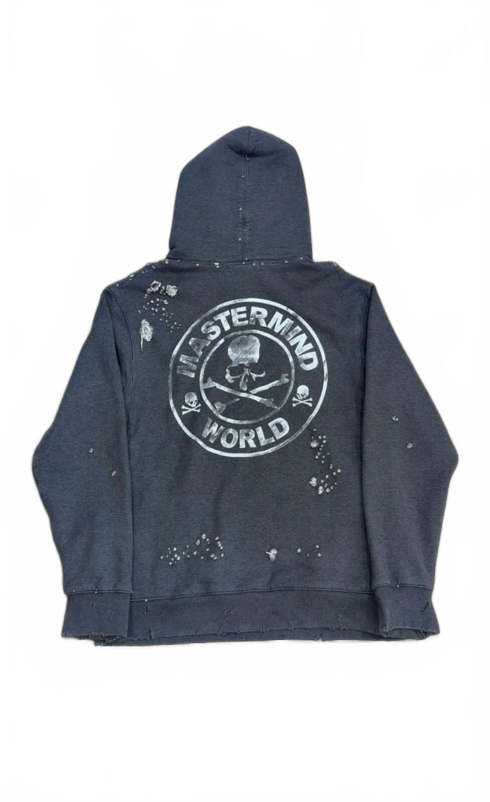 Rare Mastermind World Japan Distressed Skull Hoodie | Large