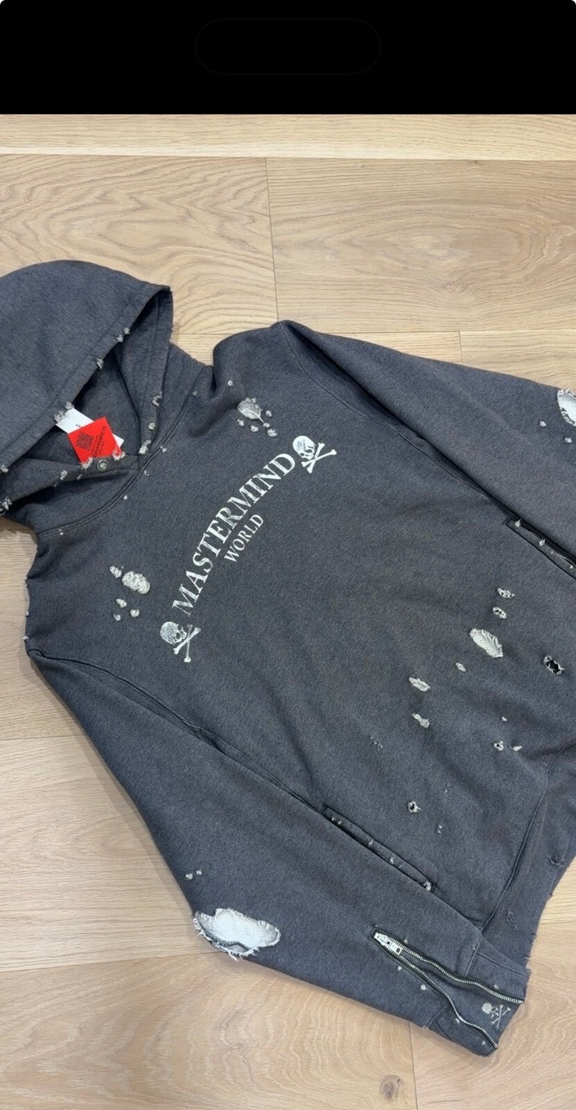Rare Mastermind World Japan Distressed Skull Hoodie | Large