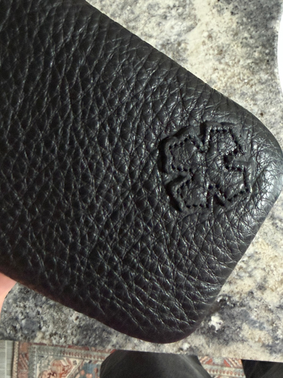 Chrome Hearts Black Pebbled Leather Patched Case | Rare