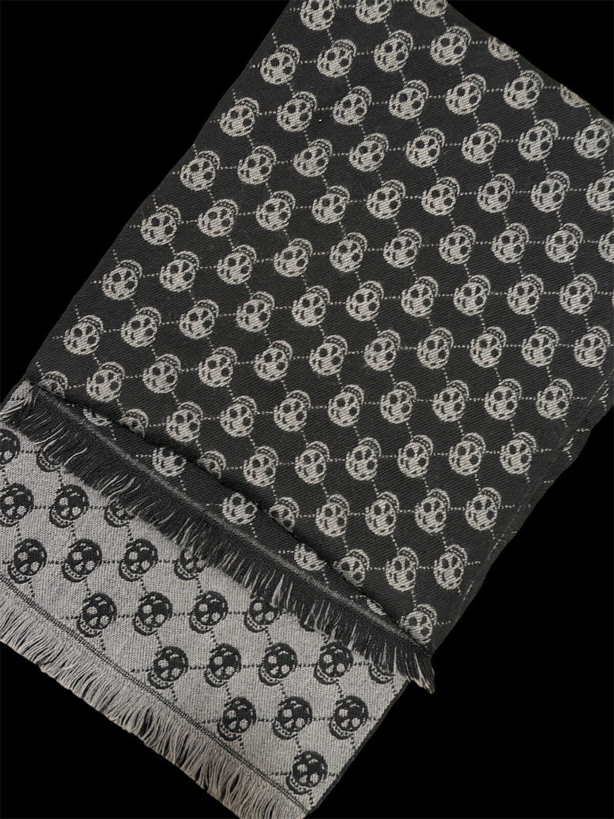 Alexander McQueen Gray & Black Skull Print Wool Scarf