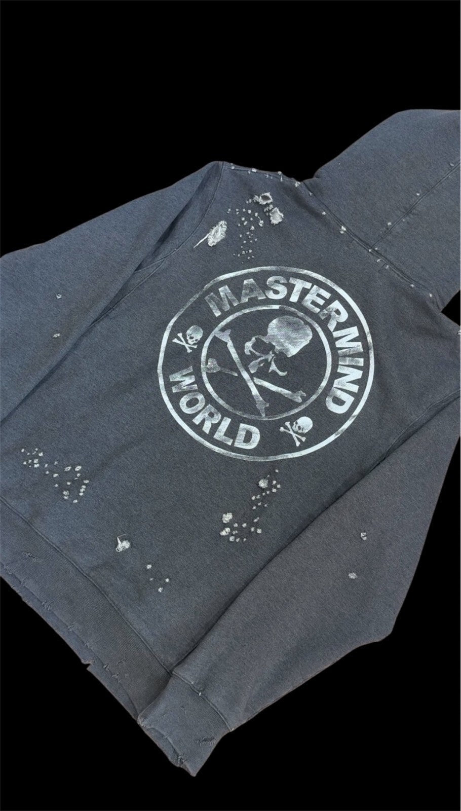 Rare Mastermind World Japan Distressed Skull Hoodie | Large