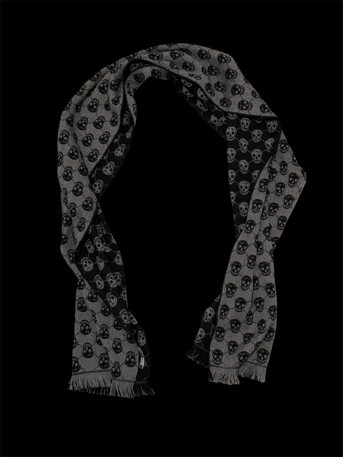Alexander McQueen Gray & Black Skull Print Wool Scarf