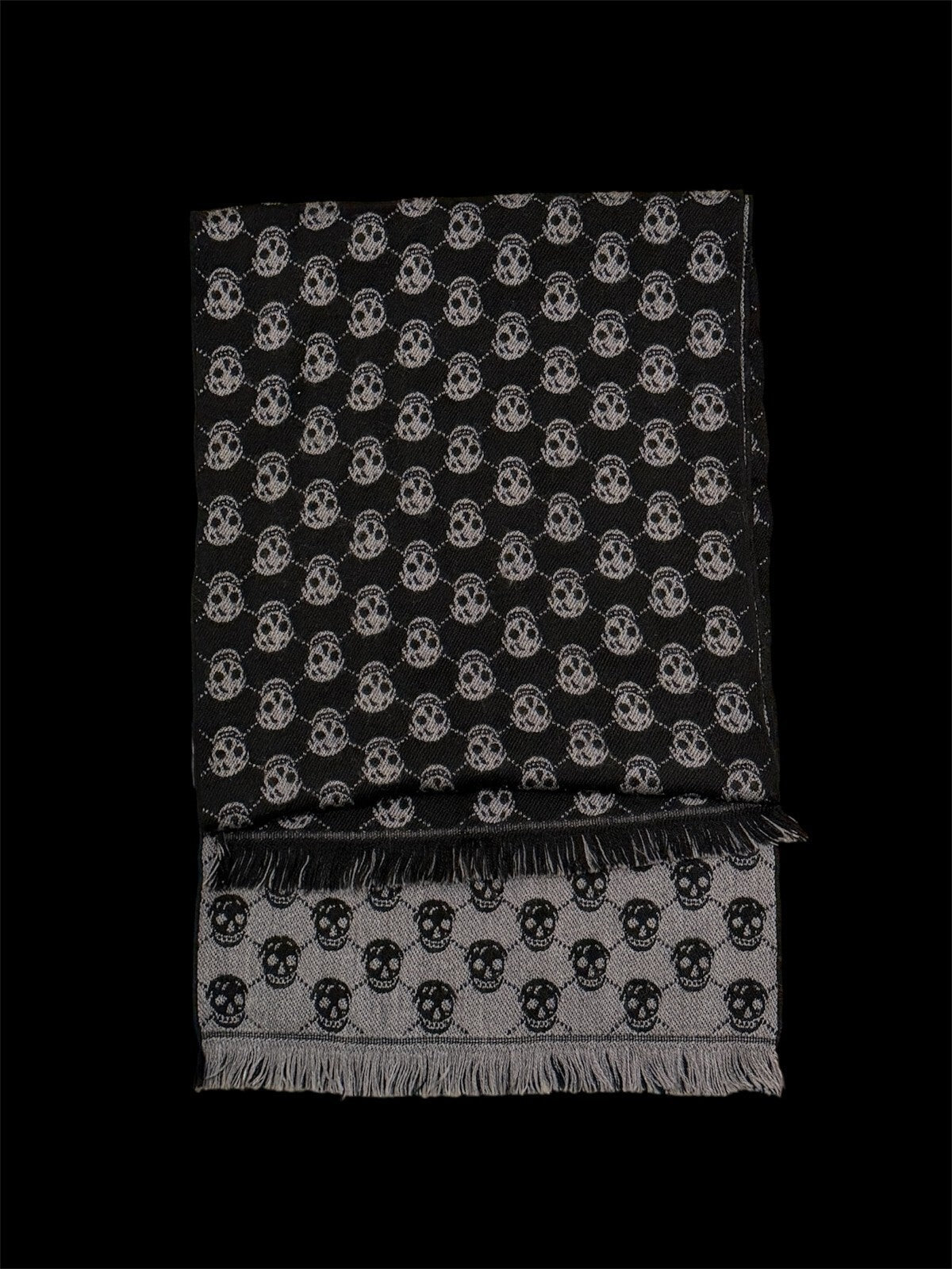 Alexander McQueen Gray & Black Skull Print Wool Scarf