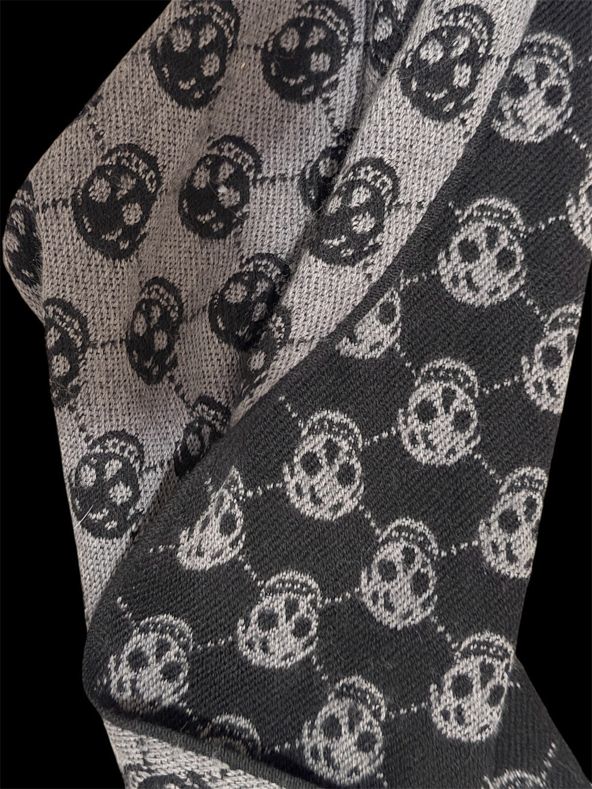 Alexander McQueen Gray & Black Skull Print Wool Scarf