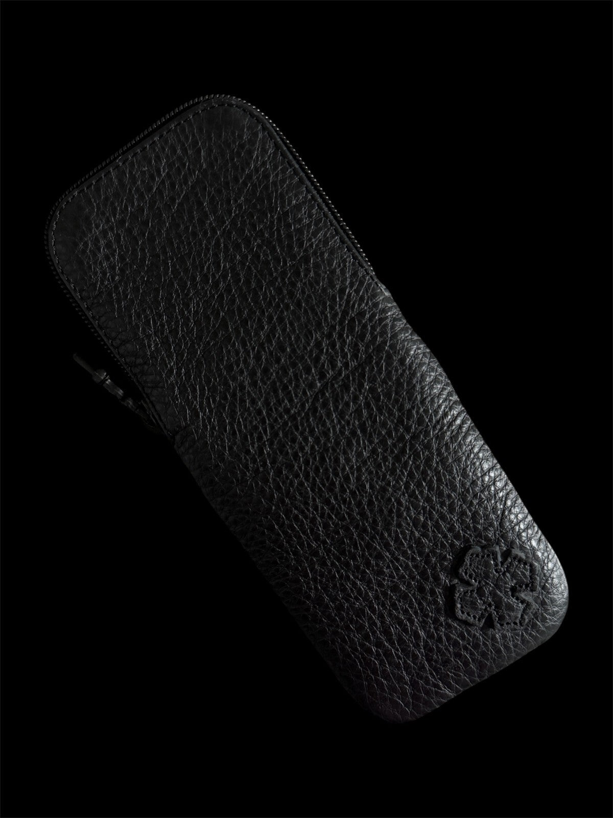 Chrome Hearts Black Pebbled Leather Patched Case | Rare
