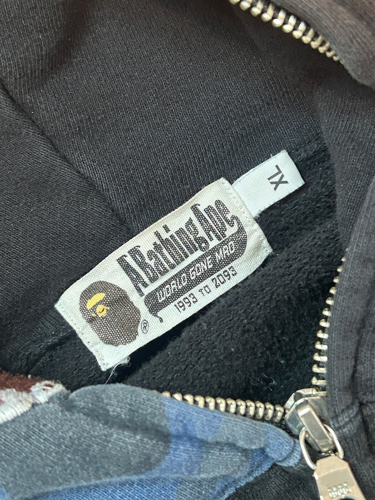 A Bathing Ape Tiger Full Zip Up Black Hoodie - XL Men's