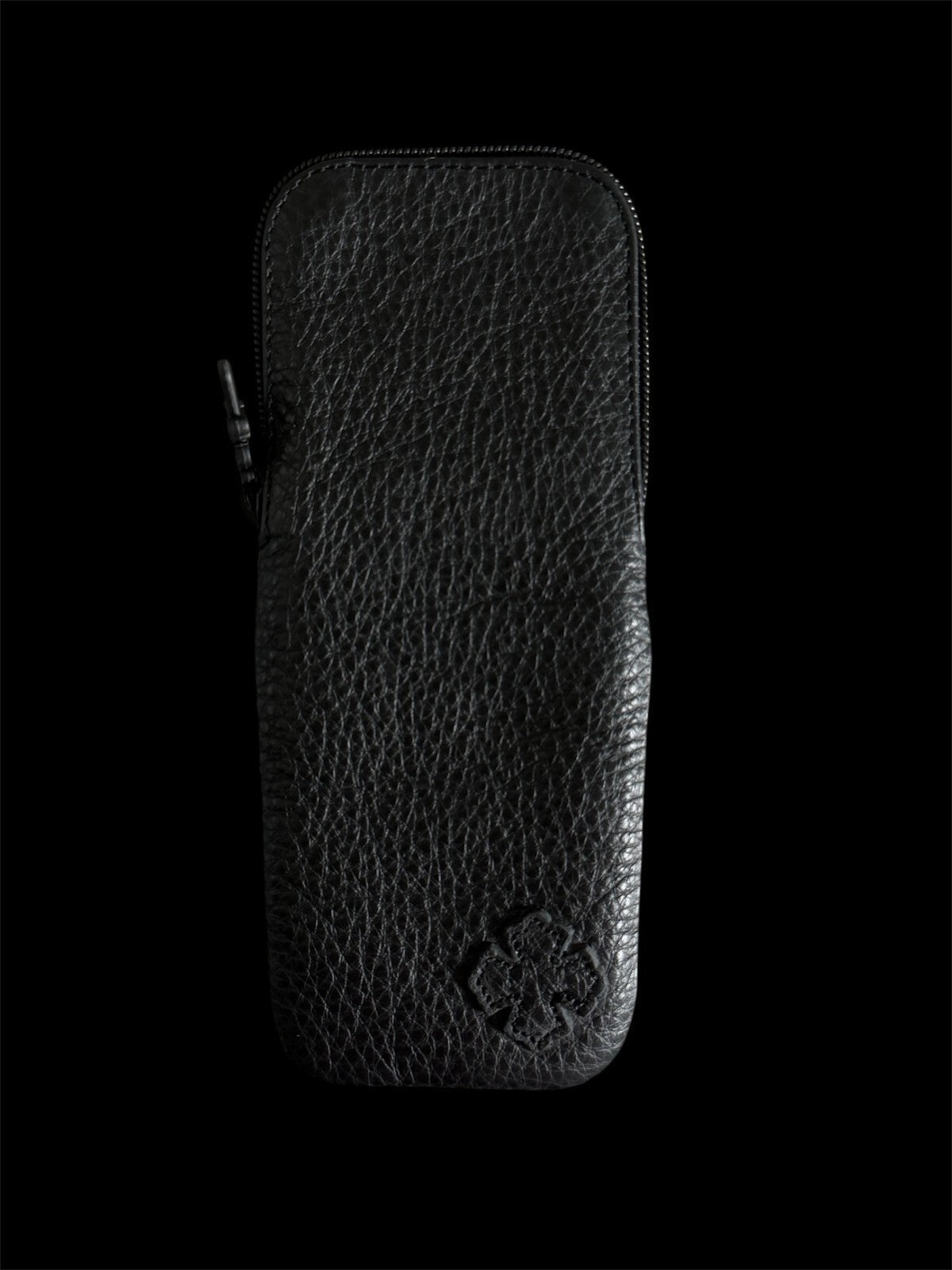 Chrome Hearts Black Pebbled Leather Patched Case | Rare