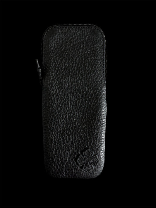 Chrome Hearts Black Pebbled Leather Patched Case | Rare