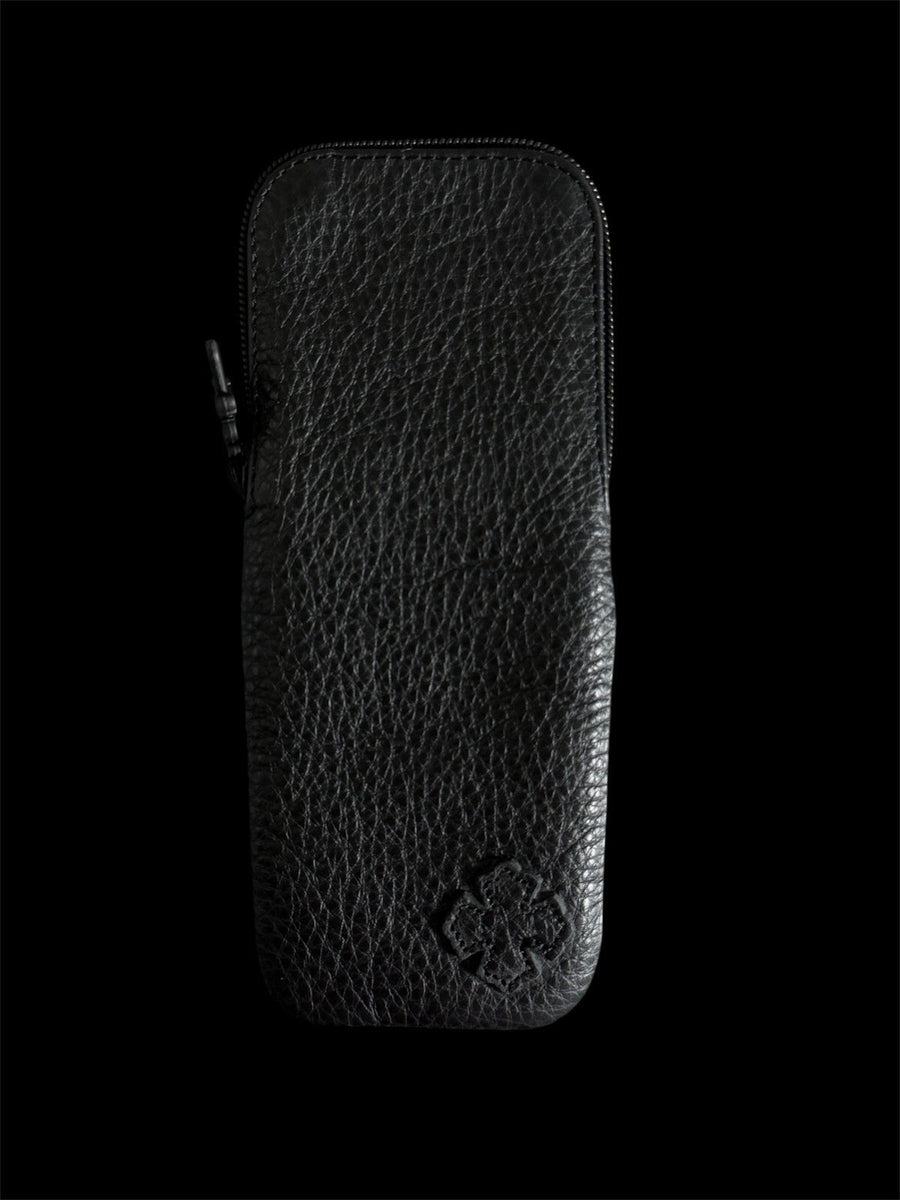 Chrome Hearts Black Pebbled Leather Patched Case | Rare